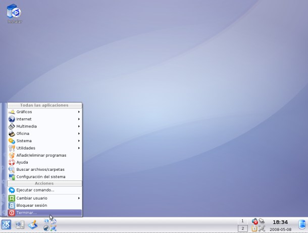  Opción de "Terminar" en Kubuntu (KDE) 
