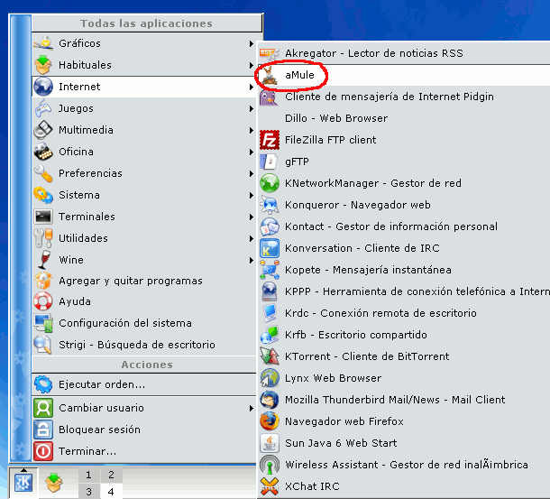  Donde encontrar amule en KDE 