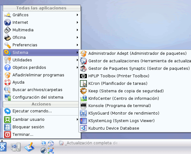  Synaptic y Update-Manager en KUbuntu 